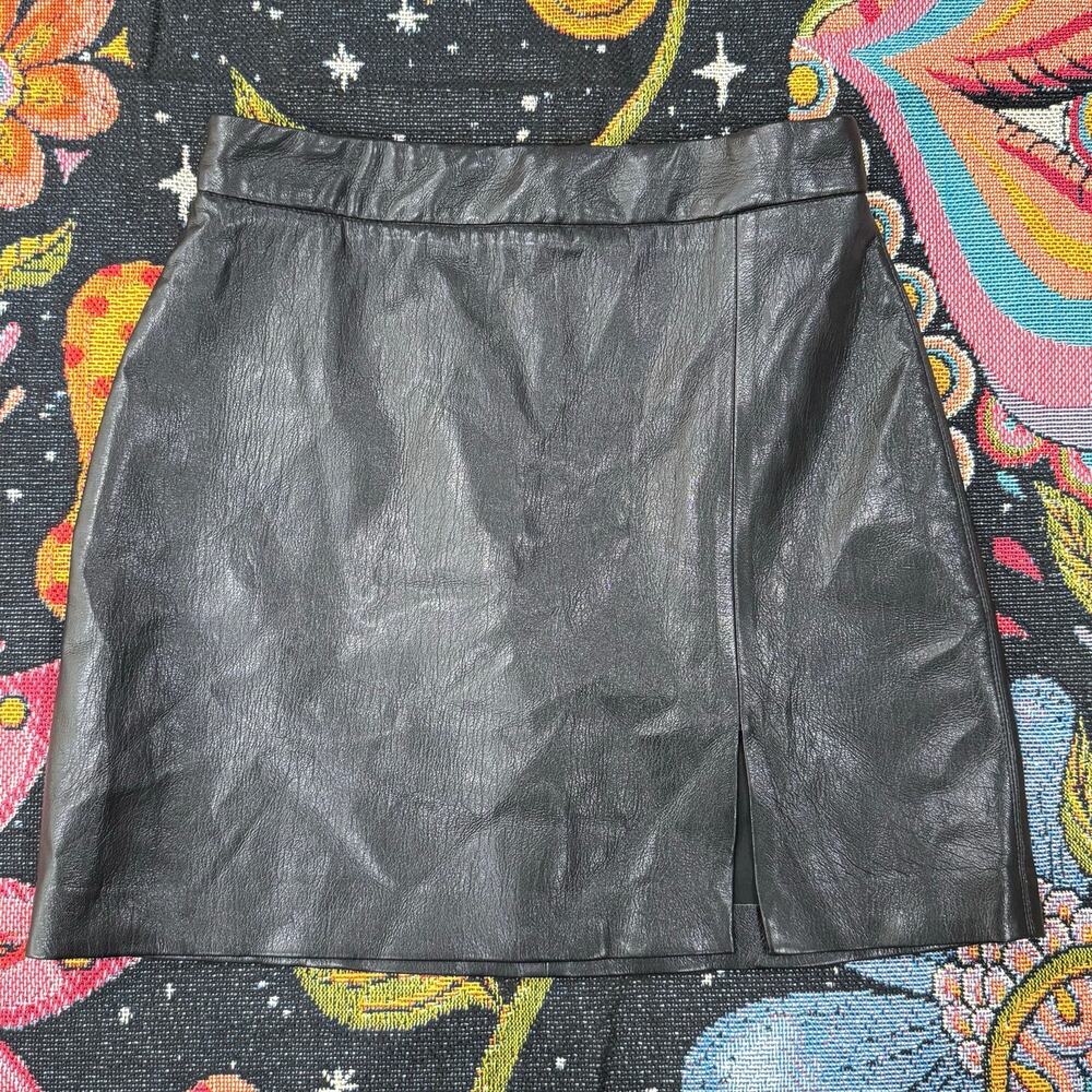 Wilfred Patio Black Faux Leather Mini Skirt Sexy Indie Sleaze Trashy Vamp Punk 2